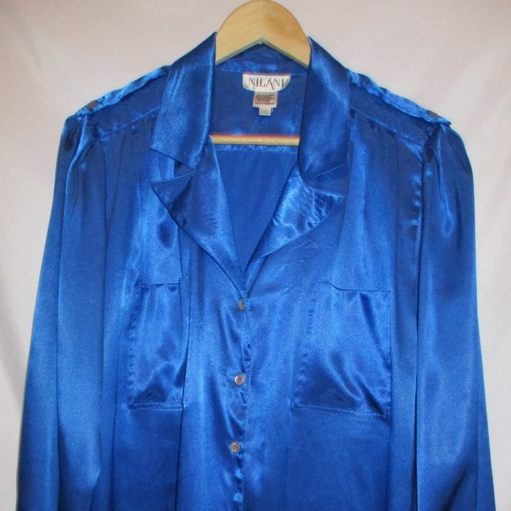 ROYAL SATIN DRESSY BLOUSE - Picture 1 of 5